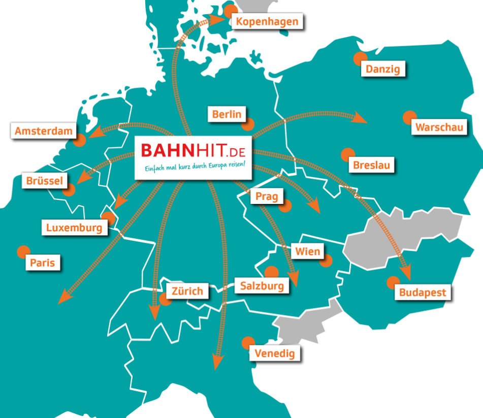 Bahnhit Karte Europa Destinationen